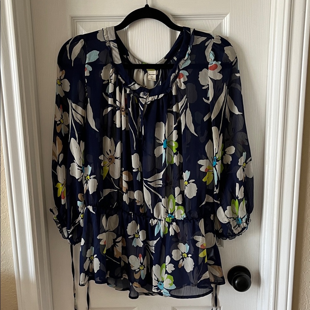 Old Navy Navy Floral Blouse